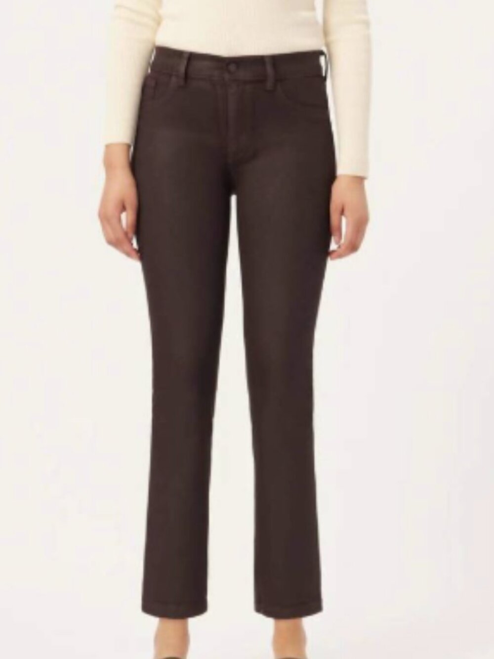 DL1961 Mara Straight Mid Rise Instasculpt Ankle Jeans Coated Aubergine 27